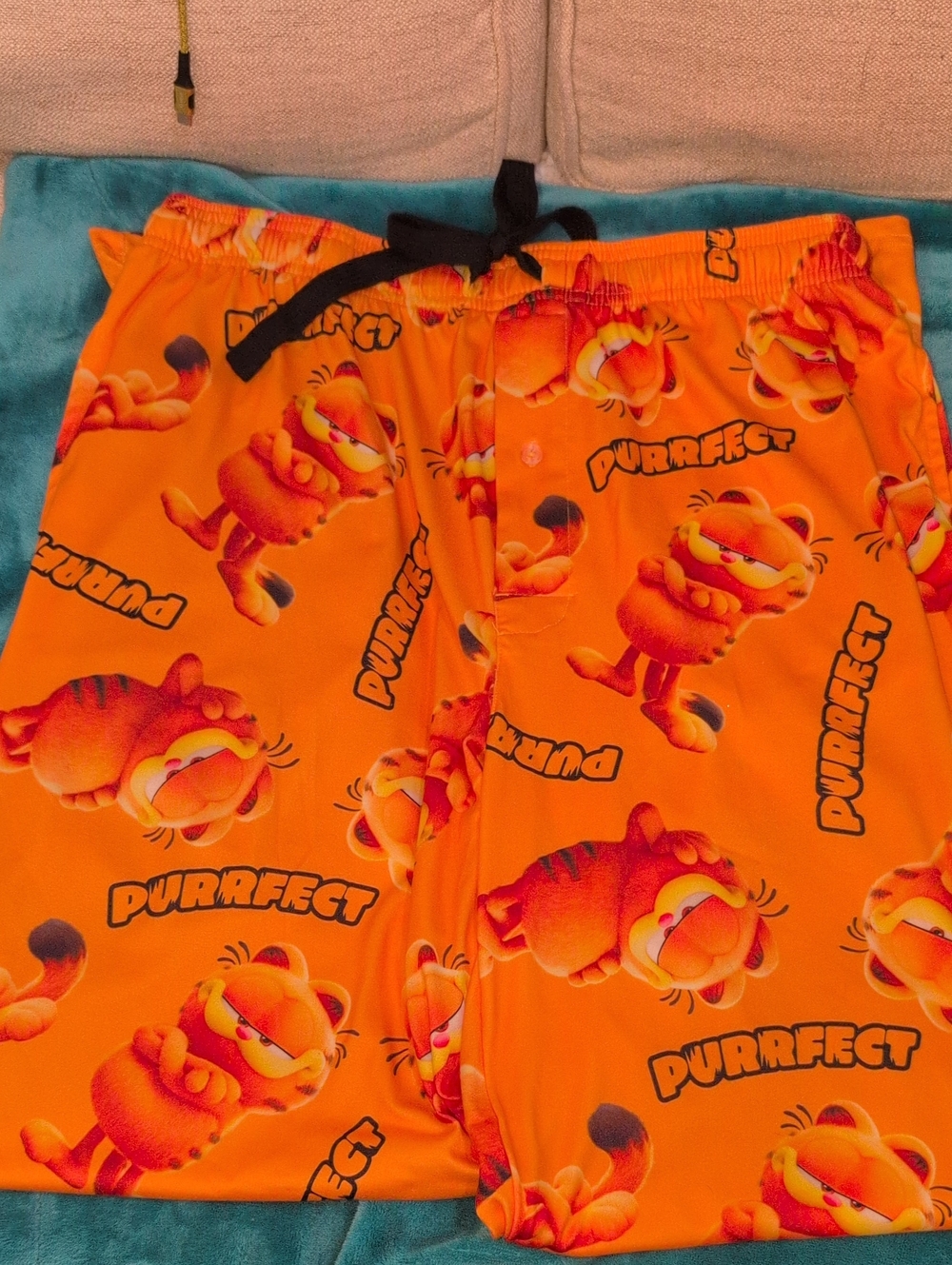 'Purrfect' Orange Garfield Med Pajama Pants